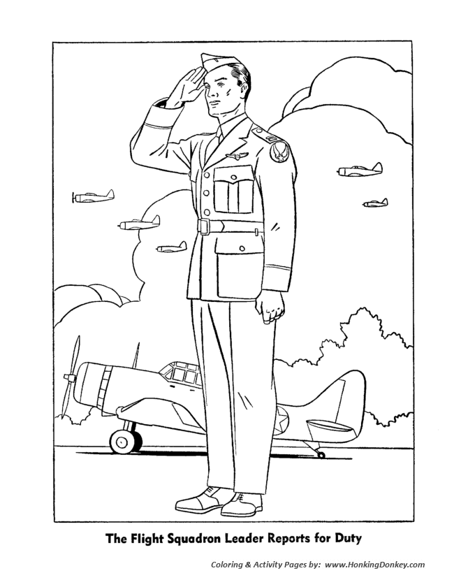 Veterans  Day Coloring Pages - Army Air-Corps Officer