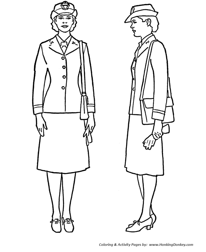 Veterans  Day Coloring Pages - Navy Female Officer