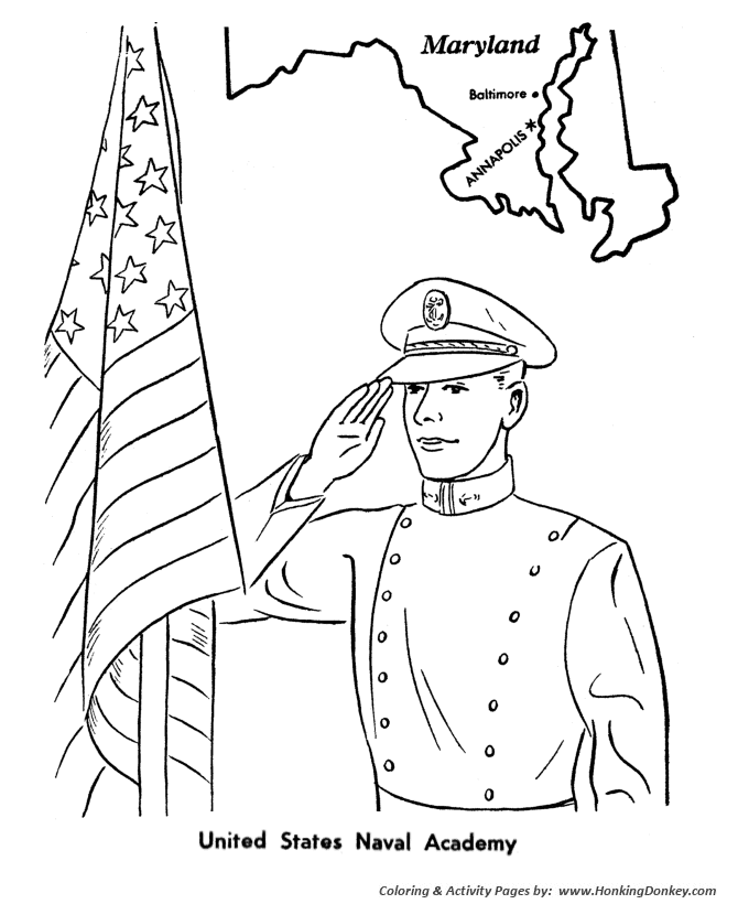 Veterans  Day Coloring Pages - US Naval Academy