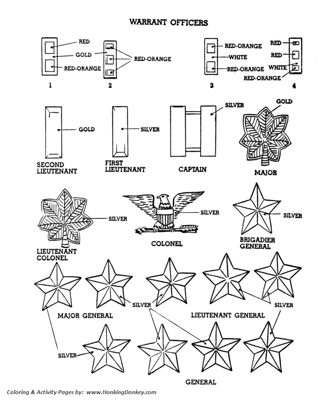 Veterans  Day Coloring Pages - US Army Warrent Officer Rank