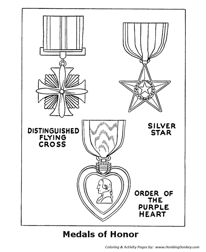 Veterans  Day Coloring Pages - Medals of Honor