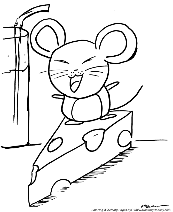Anime Coloring page | Mouse surfin Cheese Wedge