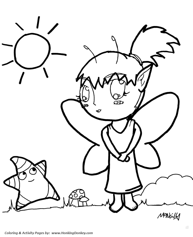 Anime Coloring Pages | Anime Fairy and Star Coloring Page sheet |  HonkingDonkey