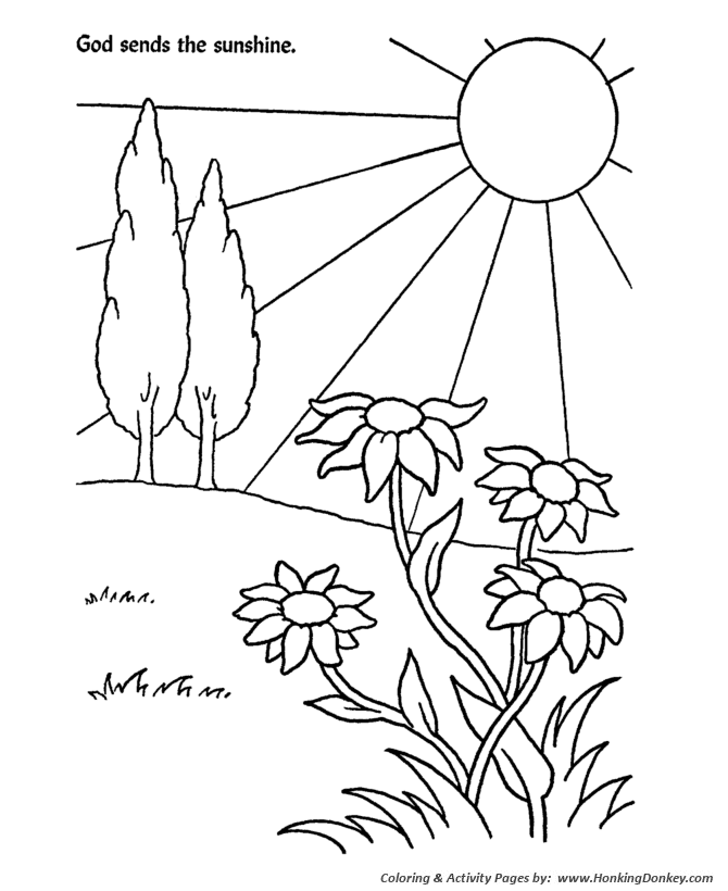 Church Bible Lesson Coloring Activity Sheets | God sends the Sunshine