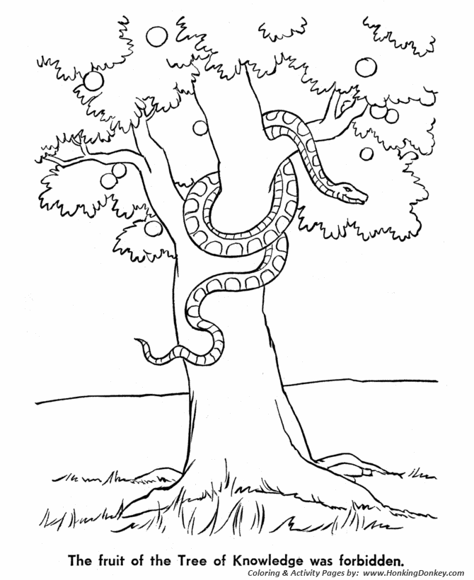 Garden of Eden Coloring page | Tree of Life and Serpent