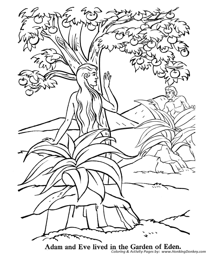 Adam & Eve In the Garden of Eden coloring page
