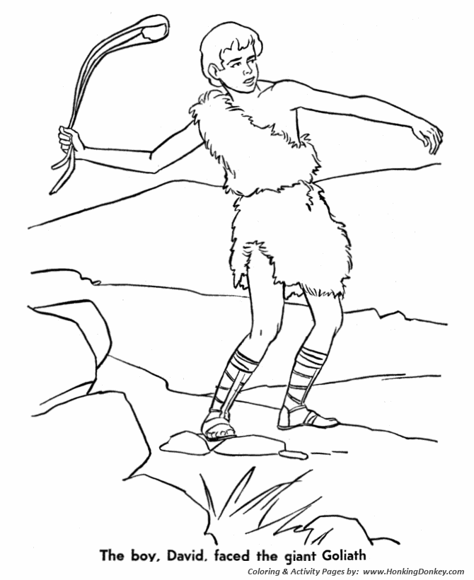 Gambar Bible Story Characters Coloring Page Sheets David Goliath Fight
