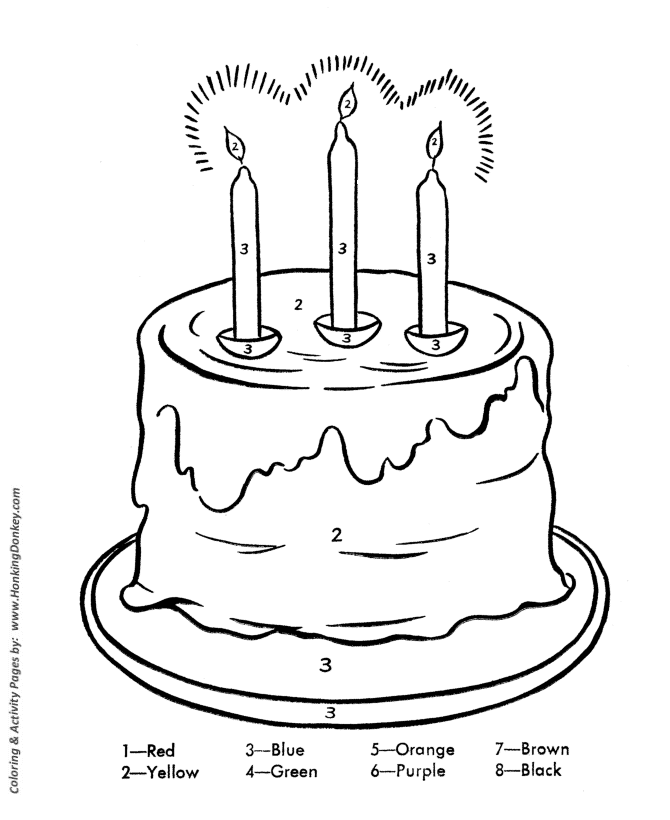 Birthday Cake Coloring pages | color by numbers