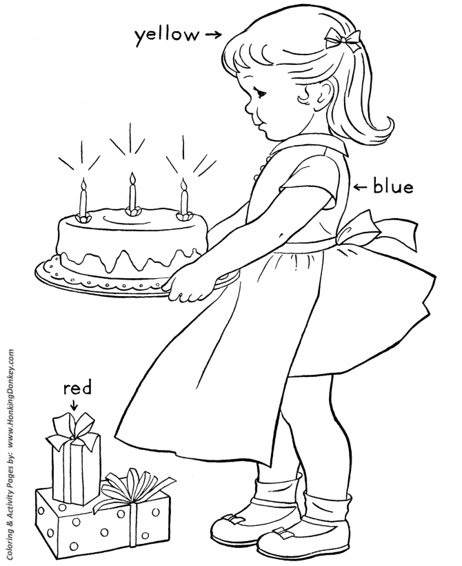 Learning Colors Coloring pages | Birthday Cake