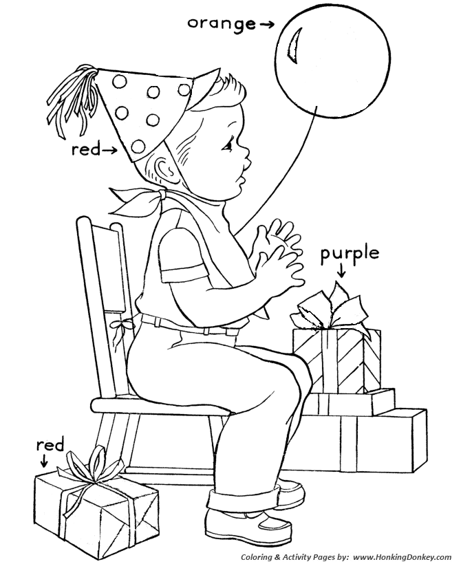 Learning Colors Coloring pages | Birthday Presents