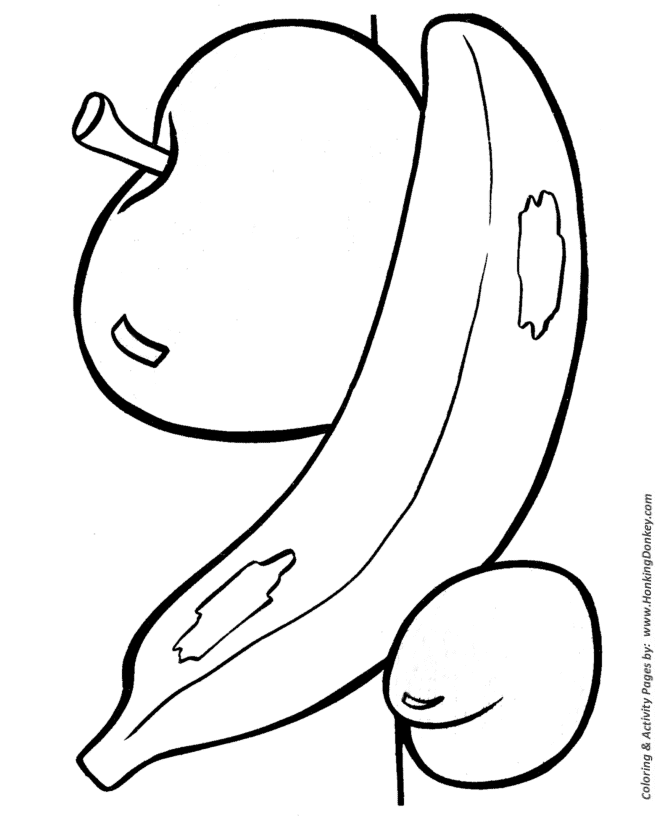 Coloring Pages  Free Printable Apple / Bannana / Peach 