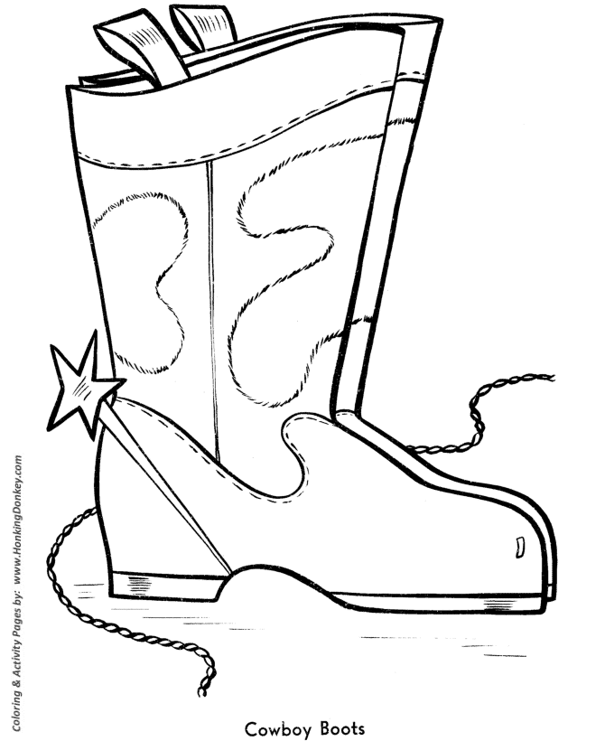 Easy Shapes Coloring pages | Cowboy Boots