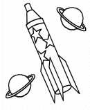Pre-K Coloring pages | Rocket and Planets
