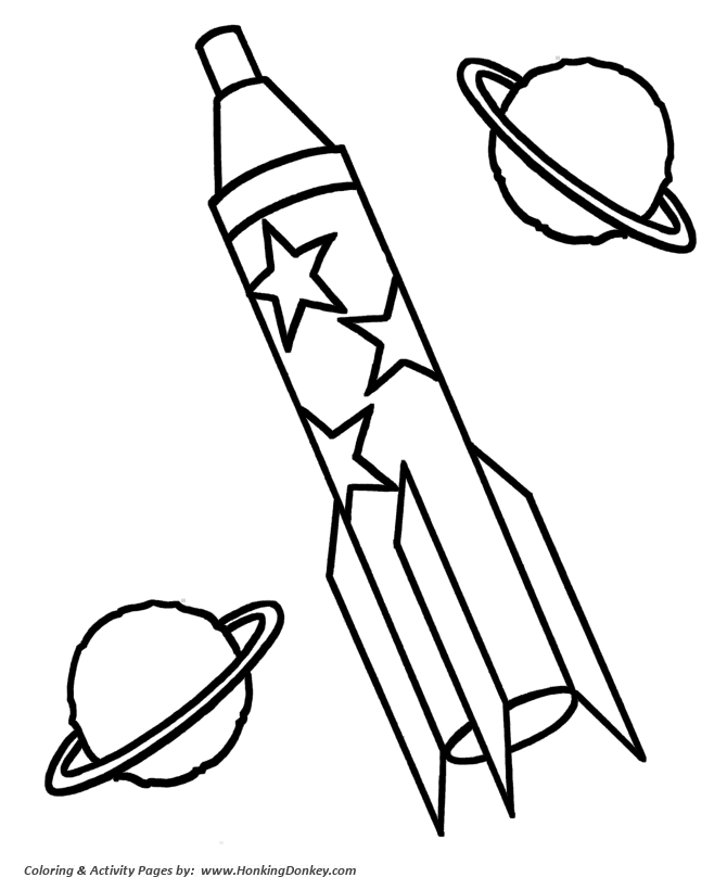 Pre-K Coloring pages | Rocket and Planets