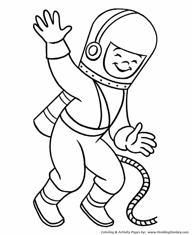 Cartoon Astronaut Coloring Page for Kids - Get Coloring Pages