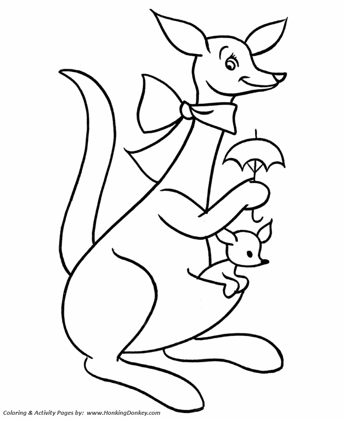 Pre-K Coloring pages | Kangaroo and baby