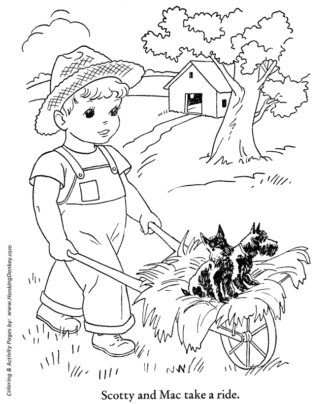 Fall Season Coloring page | Hay ride