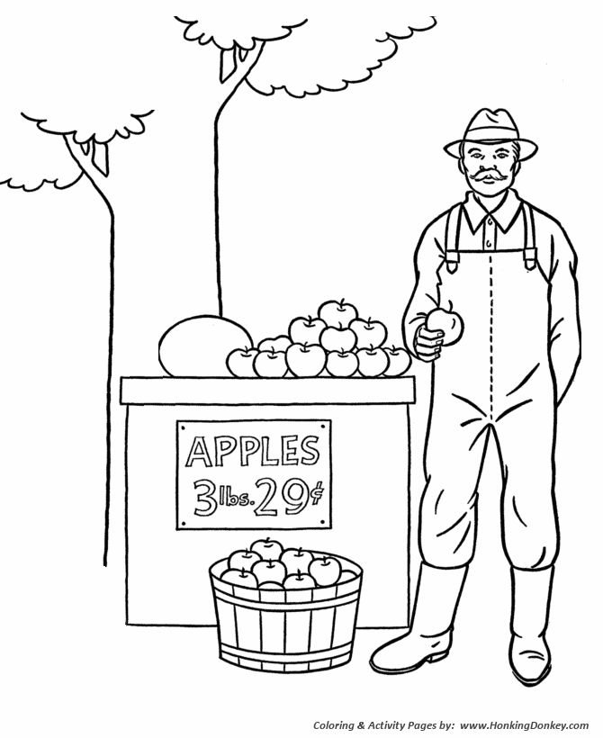 Fall Season Coloring page | Fall Apples for sale