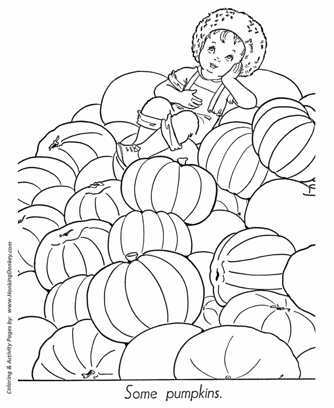 Fall Season Coloring page | Fall Pumpkin Pile