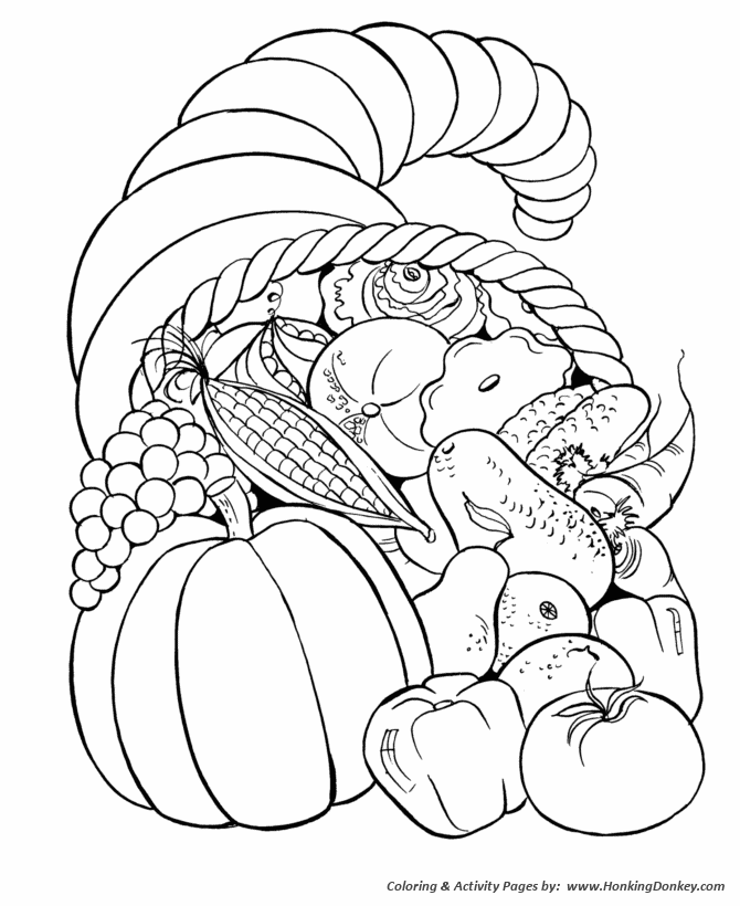 Fall Season Coloring page | Fall Harvest Bounty