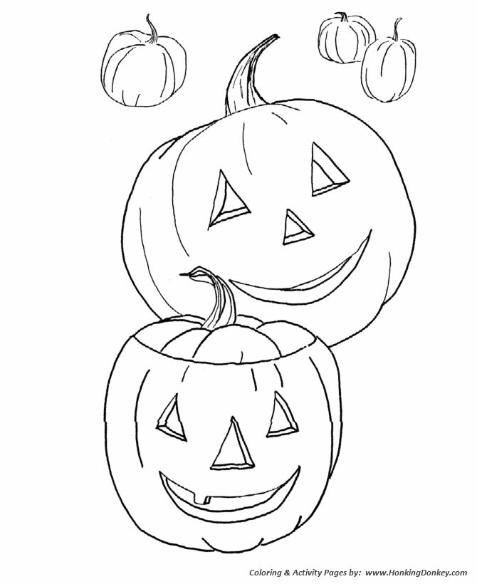 Fall Season Coloring page | Fall Halloween Pumpkins