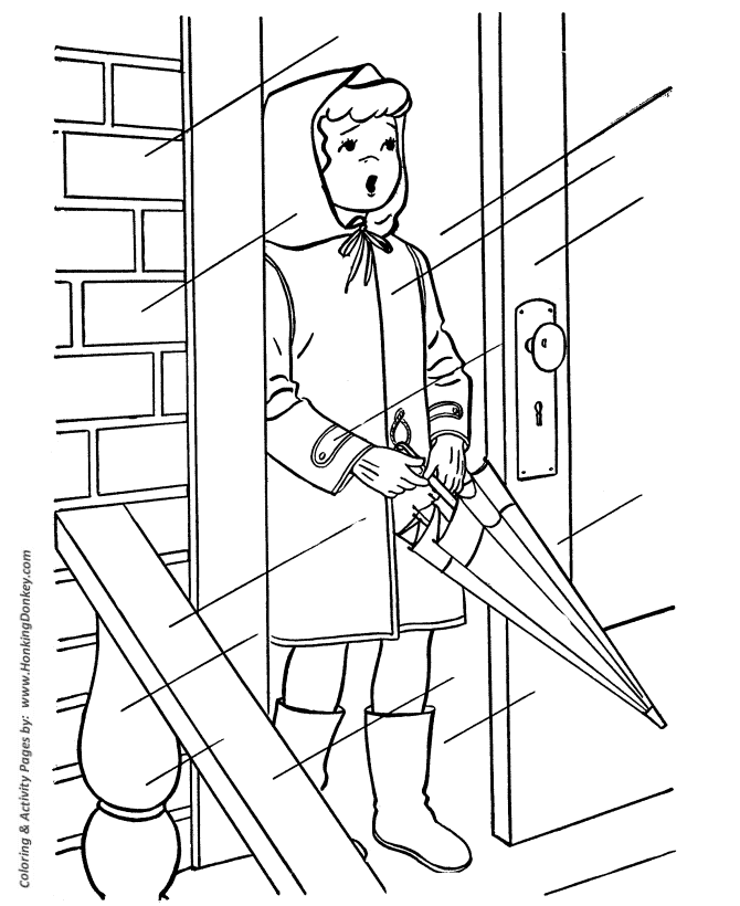 Spring Season Coloring page | Spring Rain Falling