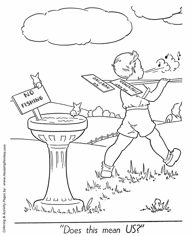 Spring Season Coloring page | Bird bath humor