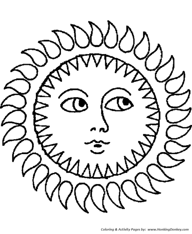 Summer Season Coloring page | Sun Face