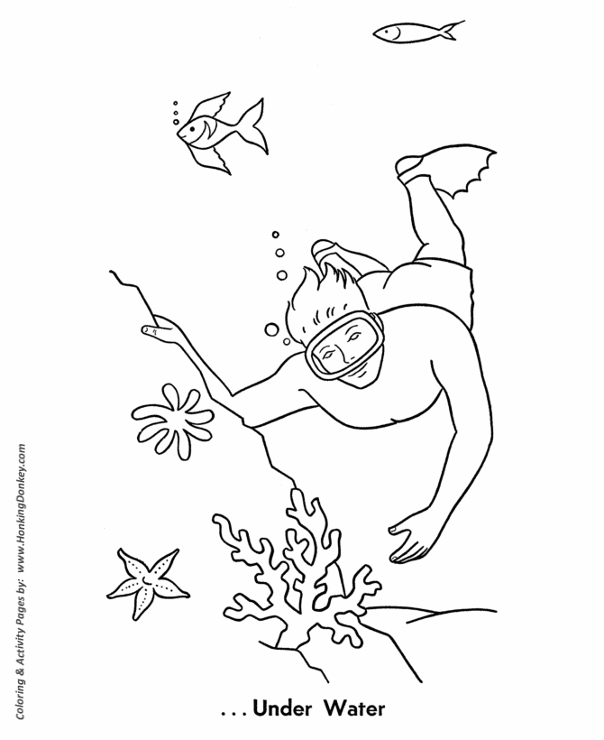 Summer Season Coloring page | Skin diving