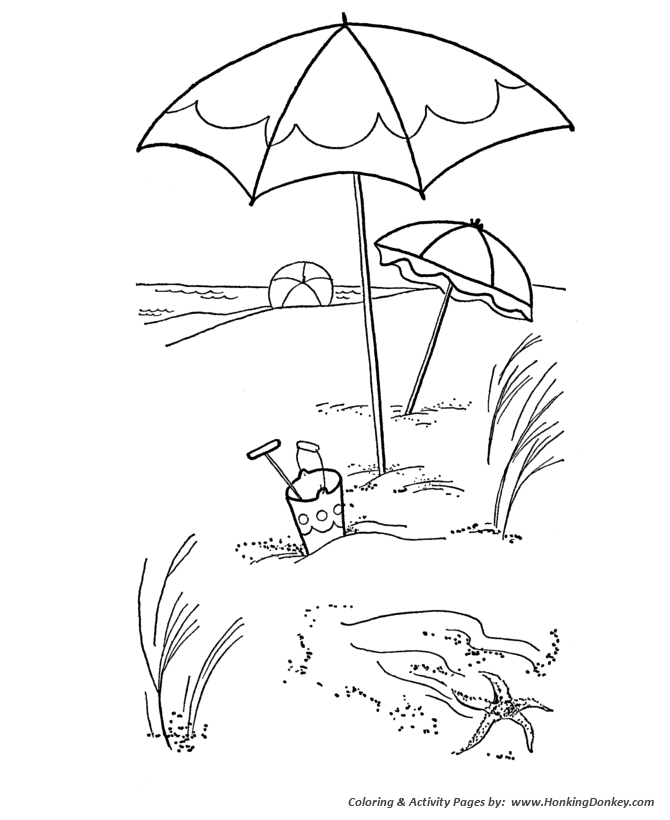 Summer Season Coloring page | Beach Play Time