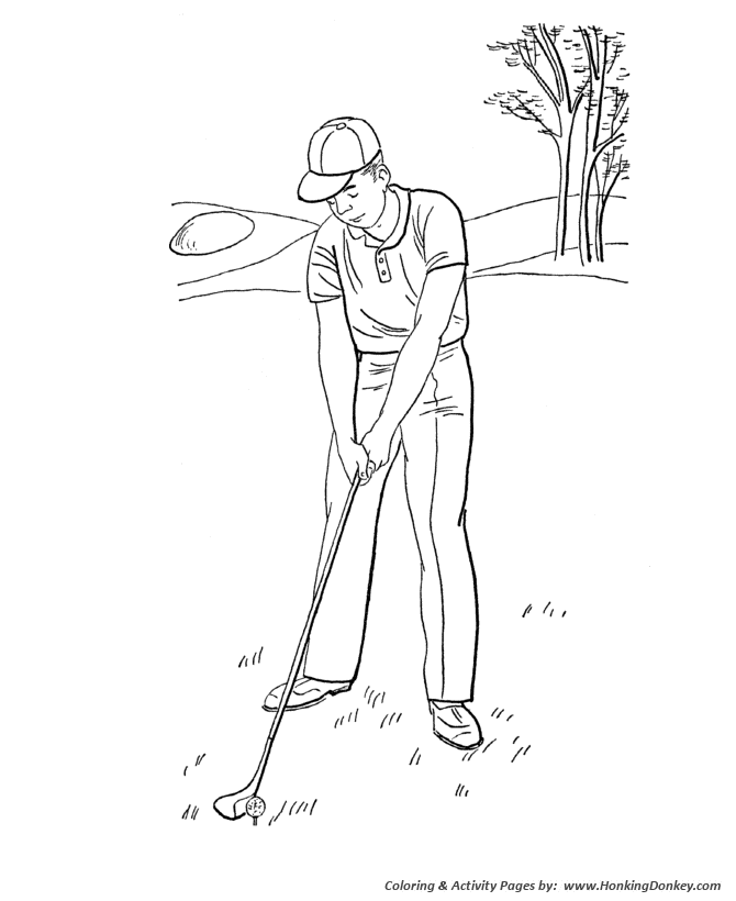 Summer Season Coloring page | Playing Golf