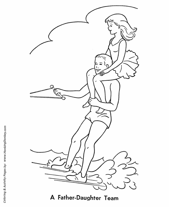 Summer Season Coloring page | Water Skiing