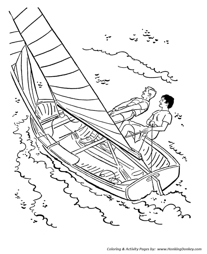 Summer Season Coloring page | Smallboat sailing