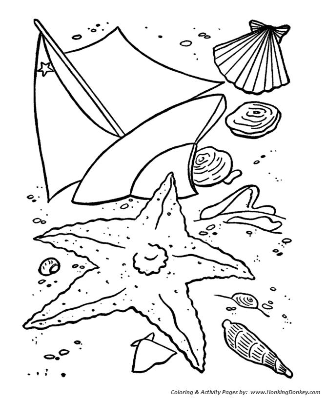 Summer Season Coloring page | Sea Shells