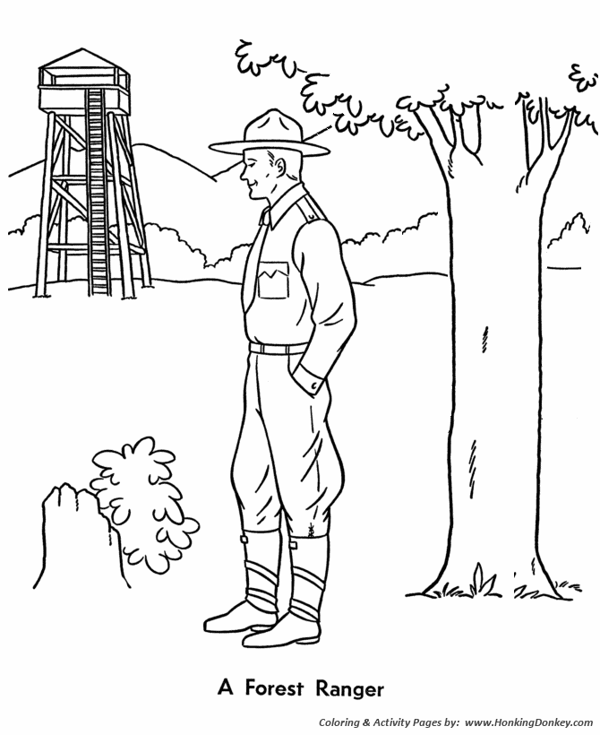 Summer Season Coloring page | Park Ranger