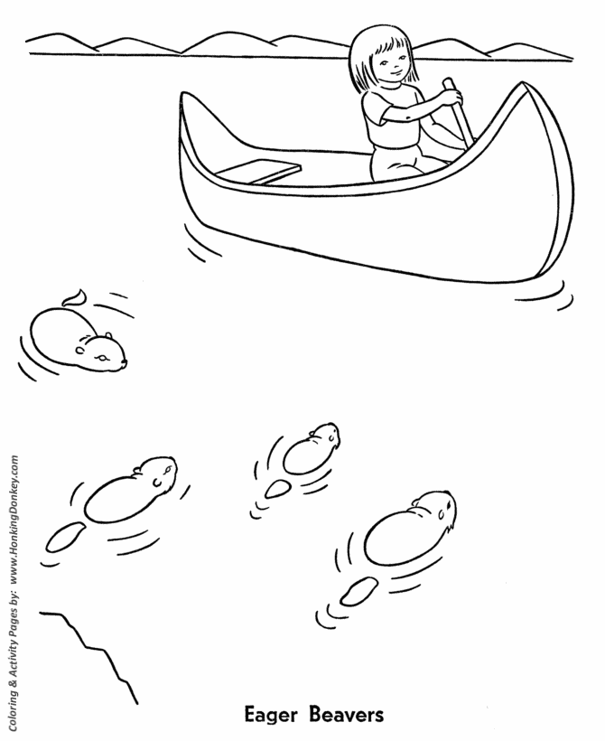 Summer Season Coloring page | Canoeing on a Lake