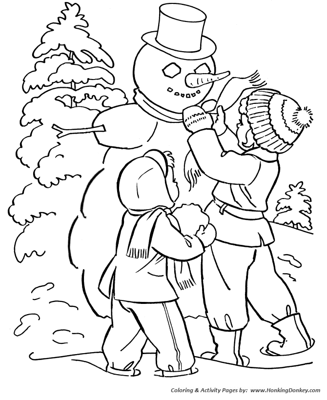 Winter Season Coloring page | Snowman