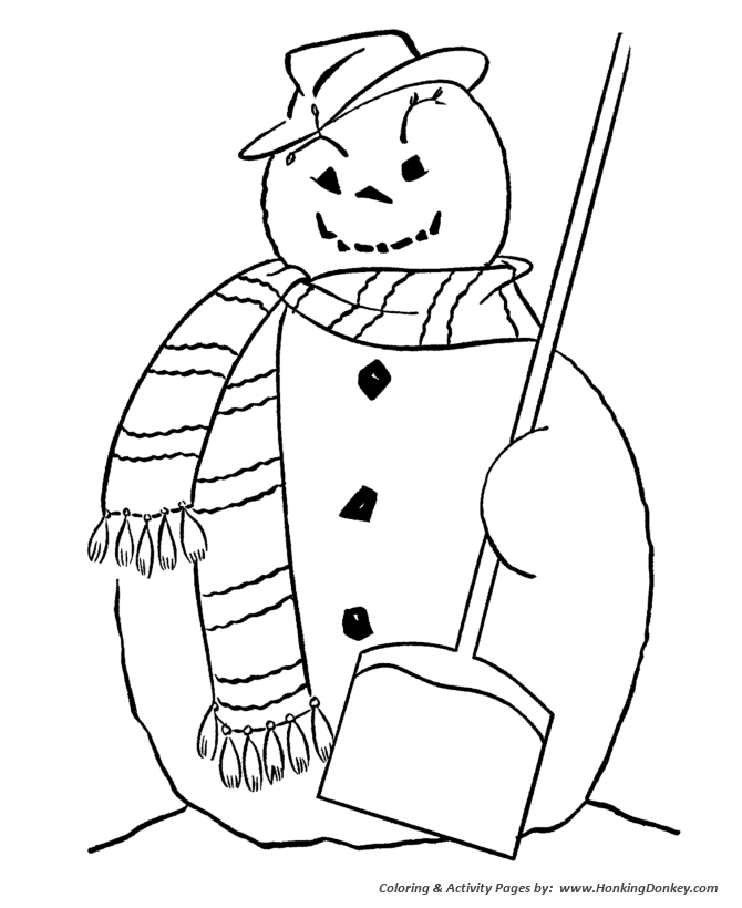 Winter Season Coloring page | Snowman with a hat 