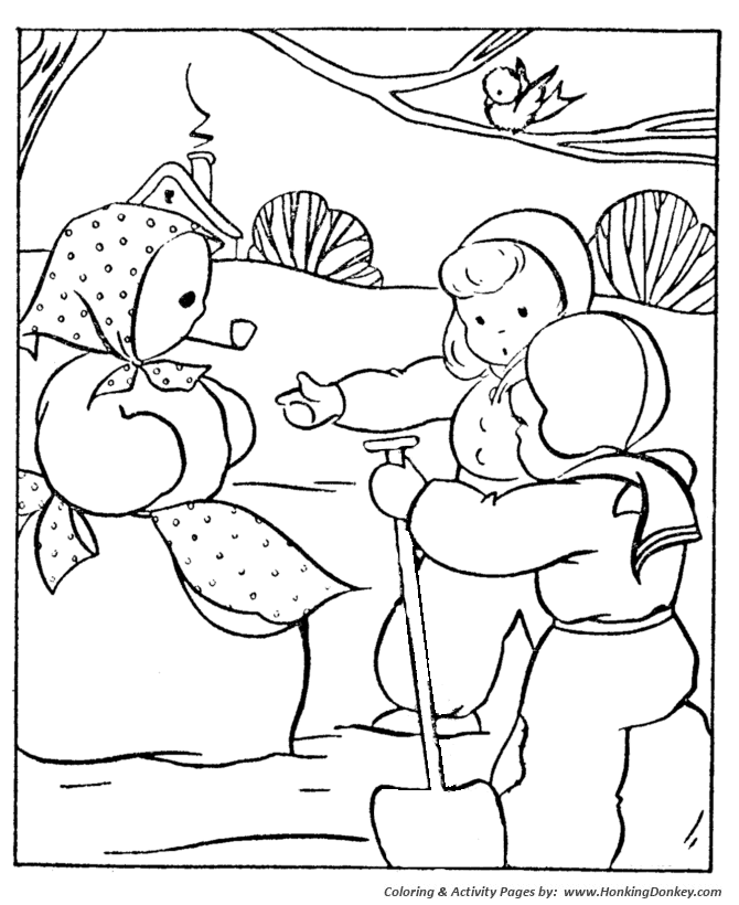 Winter Season Coloring page | Lady Snowman