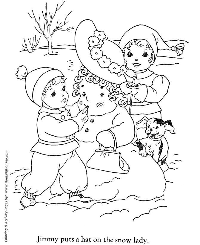 Winter Season Coloring page | SnowLady