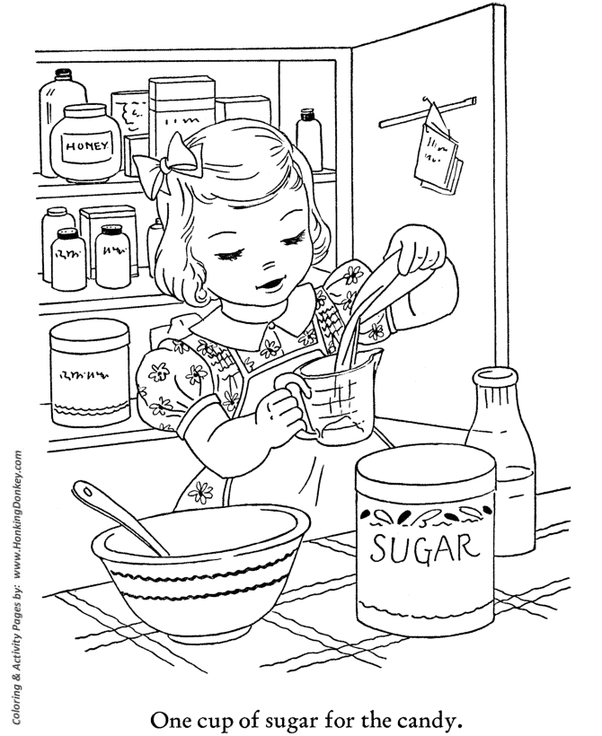 Winter Season Coloring page | Baking Cookies