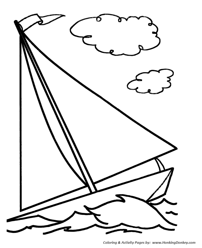 Simple Shapes Coloring pages | Sailboat