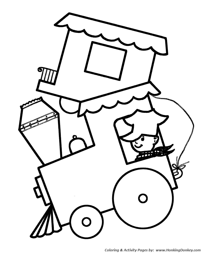 Simple Shapes Coloring pages | Toy Train