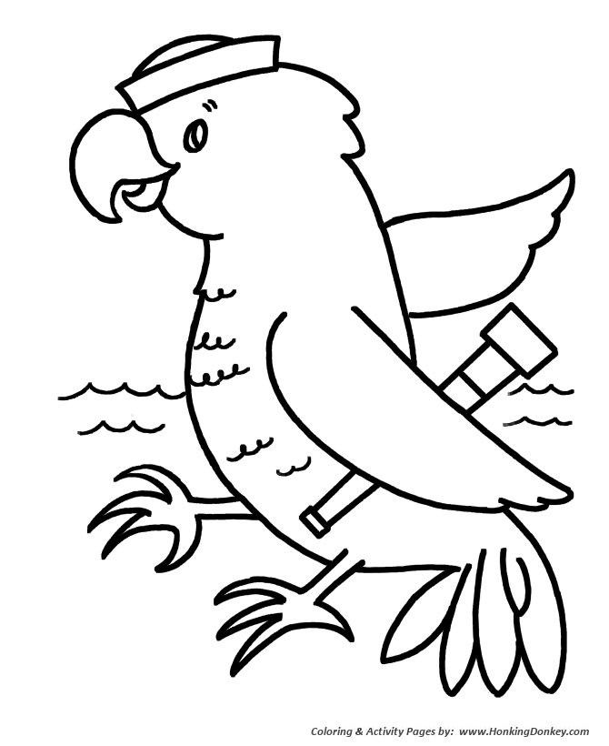 Simple Shapes Coloring pages | Parrot Sailor Bird