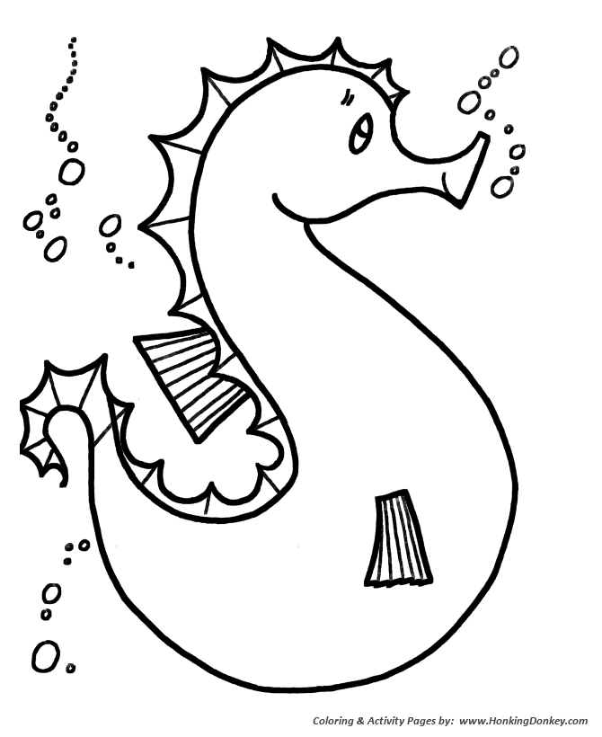Simple Shapes Coloring pages | Seahorse