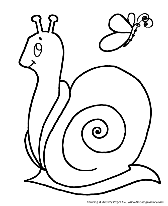 Simple Shapes Coloring pages | Snail and Butterfly