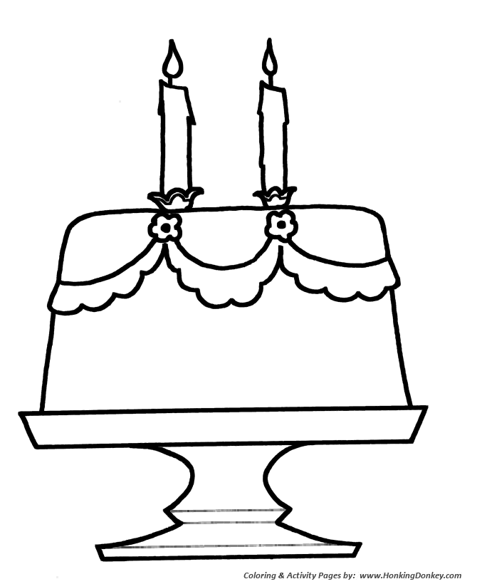 Simple Shapes Coloring pages | Cake and Candles
