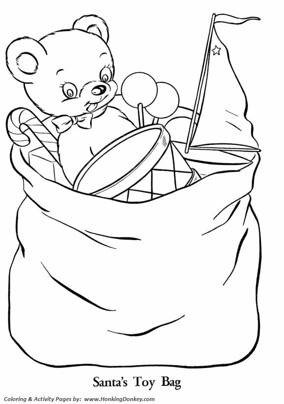 Teddy Bear Coloring Pages Christmas Present