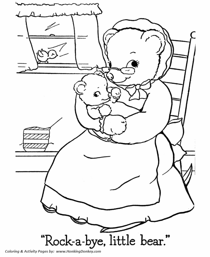 Teddy Bear Coloring pages | Momma and Baby Bear