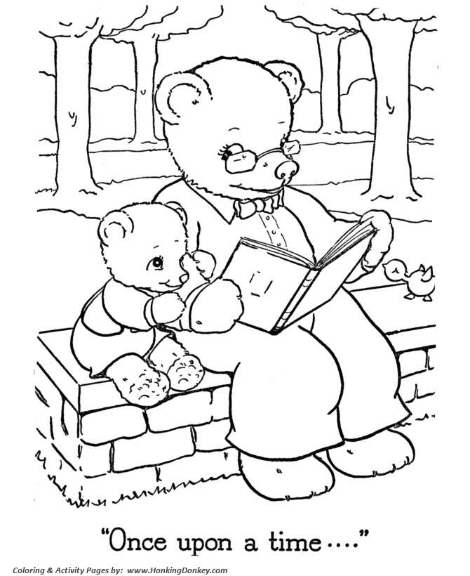 Teddy Bear Coloring pages | Papa and Baby Bear